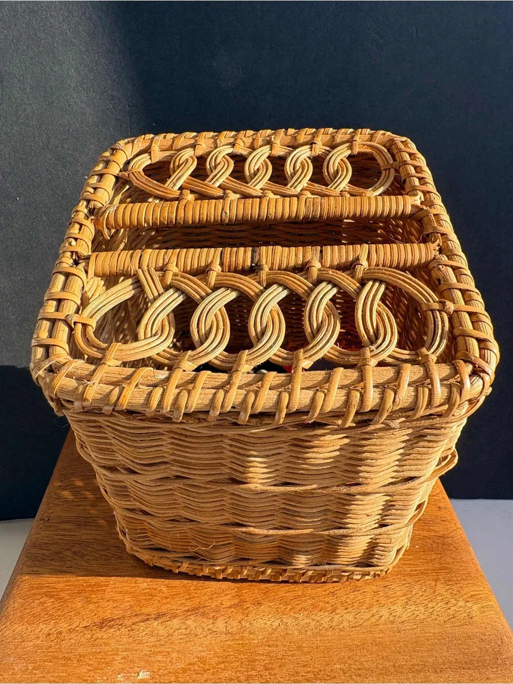Woven Natural Rattan Kleenex Basket